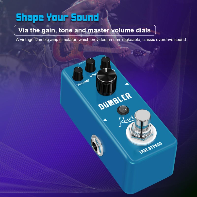 Rowin Analog Dumbler Overdrive Pedal for Guitar and Bass True Bypass - Image 2